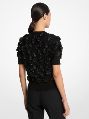 Hand-Embroidered Floral Cashmere Shell Top image number 1