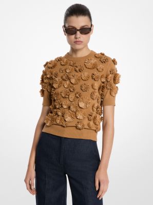 Hand-Embroidered Floral Cashmere Shell Top image number 0