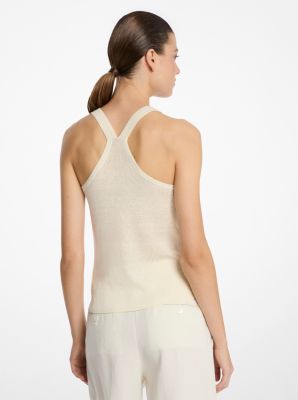 Ribbed Superfine Linen and Cotton Blend Tank Top