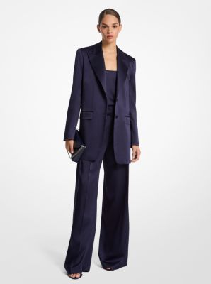 Michael Kors Collection Mk Doubleface-Hose Aus Charmeuse-Satin - Blau - Michael Kors