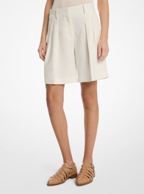 Linen Pleated Trouser Shorts image number 0