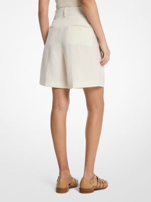 Linen Pleated Trouser Shorts image number 1