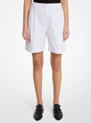 Crushed Cotton Gabardine Cuffed Shorts image number 0