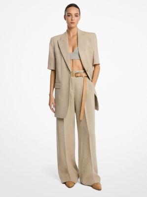 Linen Serge Pleated Trousers image number 0