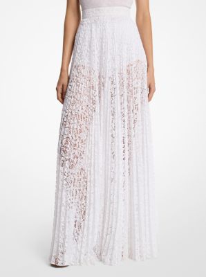 Pleated Floral Lace Maxi Skirt image number 0