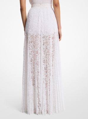 Pleated Floral Lace Maxi Skirt image number 1