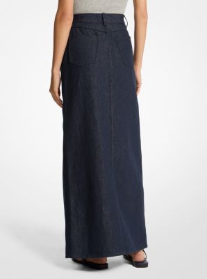 Linen Denim Maxi Skirt image number 1