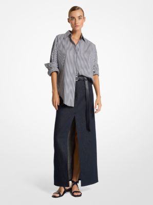 Linen Denim Maxi Skirt image number 2