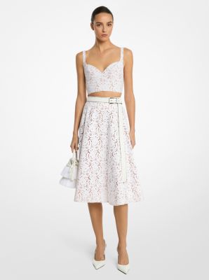 Floral Chiné Silk and Cotton Jacquard Drop Waist Dance Skirt