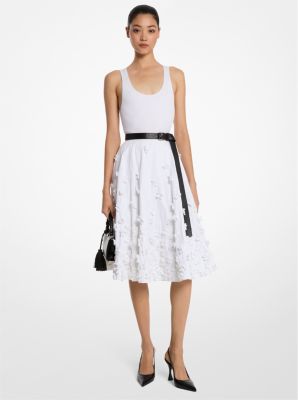 Floral Chiné Silk and Cotton Jacquard Drop Waist Dance Skirt