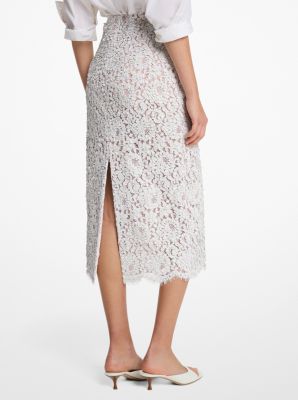 Hand-Embroidered Leather Paillette Floral Lace Skirt image number 1