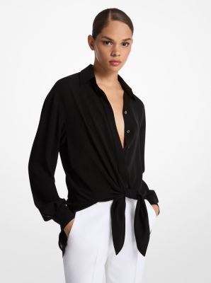 Silk Georgette Tie-Front Shirt