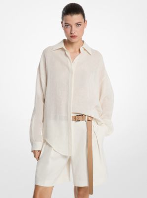 Linen Crepe Gauze Boyfriend Shirt image number 0