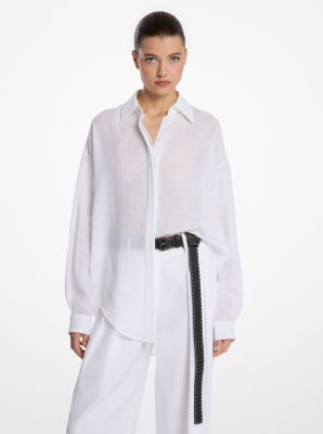 Camicia boyfriend in crêpe di garza di lino