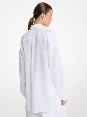 Linen Crepe Gauze Boyfriend Shirt image number 1