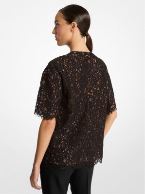 Oversized Corded Floral Lace T-Shirt