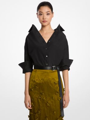 Silk and Cotton Taffeta Portrait Collar Shirt image number 0