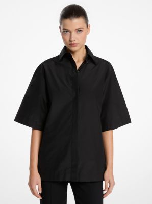 Chemise à col cubain en taffetas de coton et soie image number 2