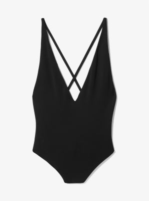 Stretch Matte Jersey Plunge-Neck Bodysuit