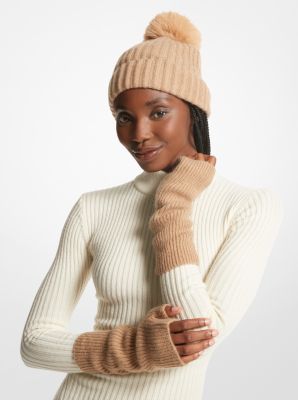 Ribbed Cashmere Fingerless Gloves