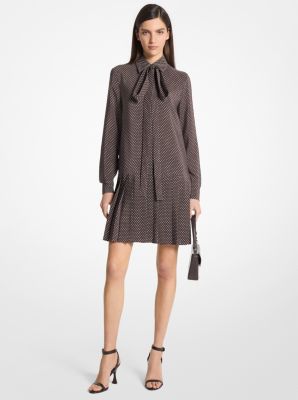 Polka Dot Crepe de Chine Drop Waist Dress