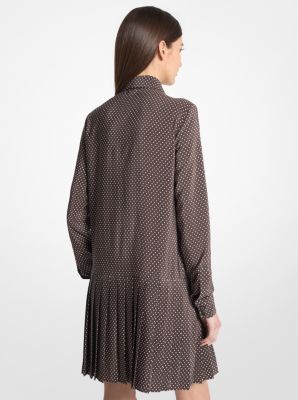 Polka Dot Crepe de Chine Drop Waist Dress