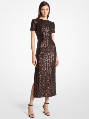 Sequined Stretch T-Shirt Midi Dress