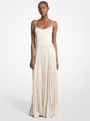 Crushed Techno Charmeuse Maxi Slip Dress