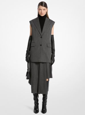 Michael Kors Collection Covert Twill Wool Sleeveless Blazer