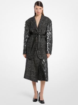 Ryan Hand-Embroidered Smudge Glen Plaid Paillette Wool Blazer