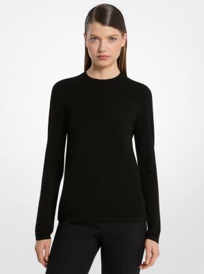 Michael Kors Stretch Viscose Long-sleeve Shirt In Black