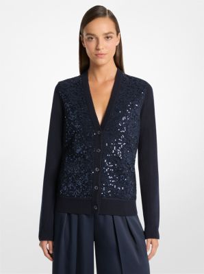 Cárdigan de encaje floral y cachemira