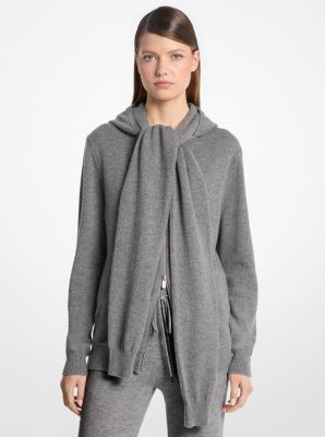 Michael Kors Scarf-effect Cashmere Hoodie In Gray