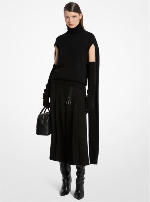 Michael Kors Cashmere Cape Turtleneck Sweater In Black