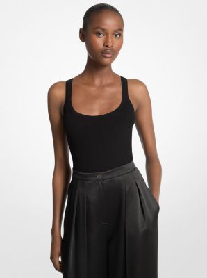 Michael Kors Collection Ribbed Stretch Viscose Tank Top Bodysuit