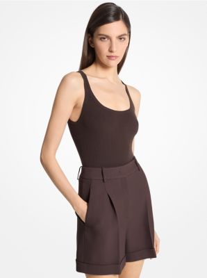 Ribbed Stretch Viscose Tank Top Bodysuit
