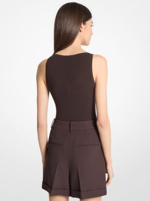 Ribbed Stretch Viscose Tank Top Bodysuit