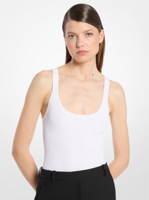 Ribbed Stretch Viscose Tank Top Bodysuit