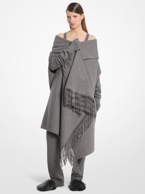 Michael Kors Collection Double Faced Wool Fringed Clutch Coat