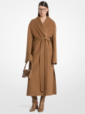Double Faced Brushed Alpaca Blend Bathrobe Coat