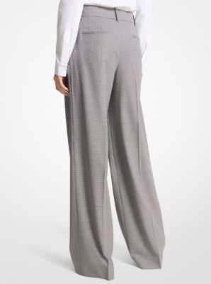 Dogtooth Stretch Wool Pleated Trousers