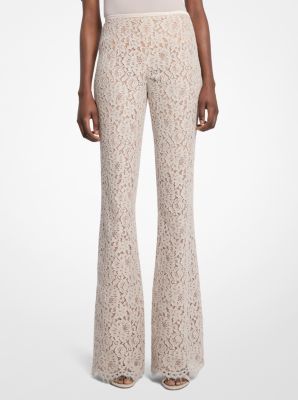 Corded Floral Lace Flared Pants