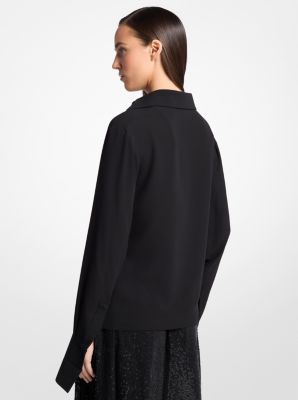 Blusa cruzada de georgette de seda