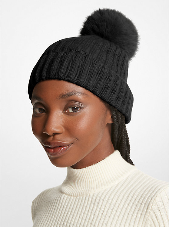 Ribbed Cashmere Beanie Hat image number 1