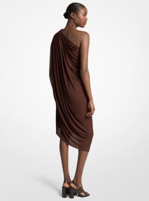 Draped Georgette Jersey One-Shoulder Dress