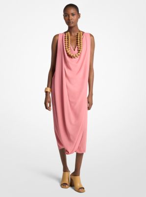 Wool Crepe Cowl-Neck Dress