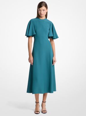 Crepe Cady Flutter-Sleeve Dress