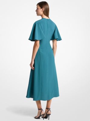Crepe Cady Flutter-Sleeve Dress