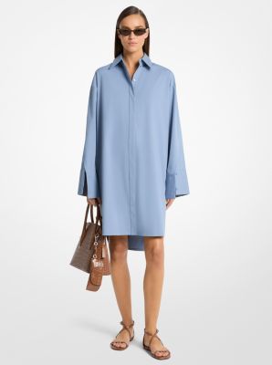 Michael Kors Collection Stretch Cotton Poplin Slit-Sleeve Shirtdress