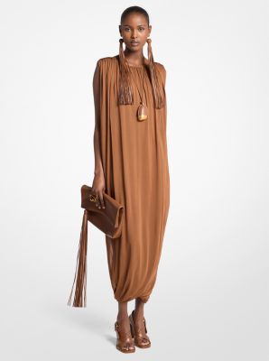 Vestido de jersey de chif&oacute;n drapeado